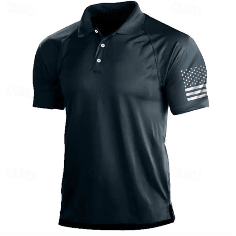 3D Print USA Flag Pattern Polo - Golf Equipment Discount review and price