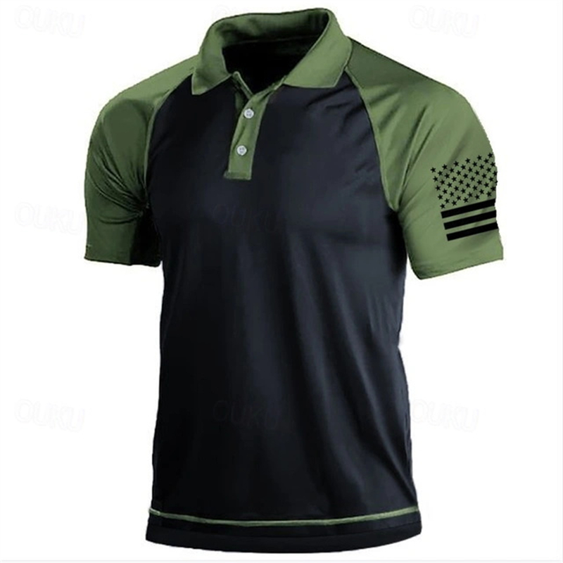 3D Print USA Flag Pattern Polo - Golf Equipment Discount review and price
